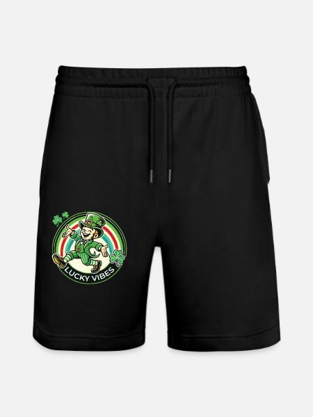St. Patrick's Day Happy Vibes - Stanley/Stella Trainer Unisex Organic Jogging Shorts - black