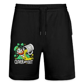 clover and out St. Patrick's Day Spaß - Stanley/Stella Unisex Bio Joggingshorts Trainer  - Schwarz - Vorne - Nik (191cm) & Marisol (170cm)