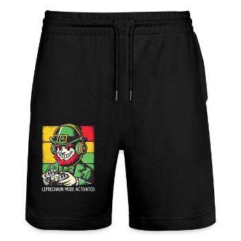 Leprechaun Mode Activated St. Patrick's Day Game - Stanley/Stella Trainer Unisex Organic Jogging Shorts - black - Front - Nik (191cm) & Marisol (170cm)