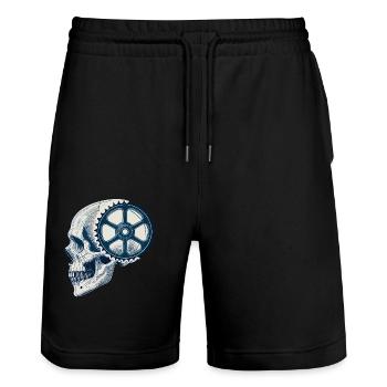 Fahrradliebhaber Schädel mit Zahnrad für Radsport - Stanley/Stella Unisex Bio Joggingshorts Trainer  - Schwarz - Vorne - Nik (191cm) & Marisol (170cm)