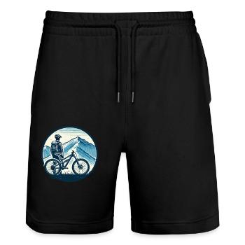 Mountain Bike Adventure Bike Lovers Landscape - Stanley/Stella Trainer Unisex Organic Jogging Shorts - black - Front - Nik (191cm) & Marisol (170cm)