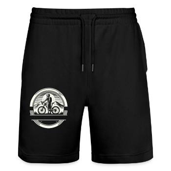 vélo de montagne cycliste texte auto-conception - Short de jogging bio TRAINER Stanley/Stella unisexe - noir - Devant - Nik (191cm) & Marisol (170cm)