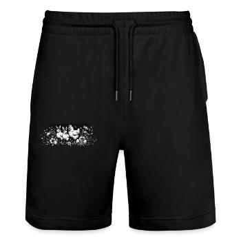 Poules de Pâques Poussins Lapins de Pâques Rétro Cottagecore - Short de jogging bio TRAINER Stanley/Stella unisexe - noir - Devant - Nik (191cm) & Marisol (170cm)