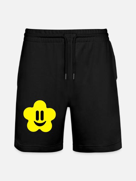 flower power smiley - Stanley/Stella Trainer Unisex Organic Jogging Shorts - black