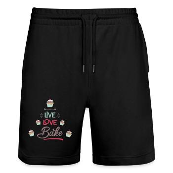 to bake - Stanley/Stella Trainer Unisex Organic Jogging Shorts - black - Front - Nik (191cm) & Marisol (170cm)