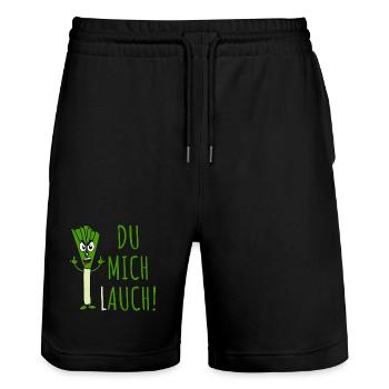 Leek with saying you leek me in green - Stanley/Stella Trainer Unisex Organic Jogging Shorts - black - Front - Nik (191cm) & Marisol (170cm)