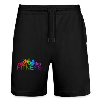 Diverse Colorful Fitness Athletes - Stanley/Stella Trainer Unisex Organic Jogging Shorts - black - Front - Nik (191cm) & Marisol (170cm)