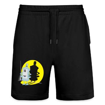 Spray-und Flex-Strahler - Stanley/Stella Unisex Bio Joggingshorts Trainer  - Schwarz - Vorne - Nik (191cm) & Marisol (170cm)