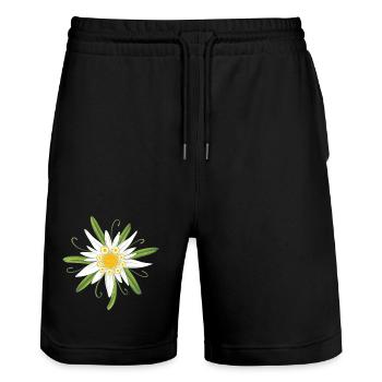 Edelweiss Edelweiss Blossom - Short de jogging bio TRAINER Stanley/Stella unisexe - noir - Devant - Nik (191cm) & Marisol (170cm)