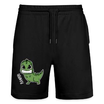 Bébé dinosaure cadeau - Short de jogging bio TRAINER Stanley/Stella unisexe - noir - Devant - Nik (191cm) & Marisol (170cm)