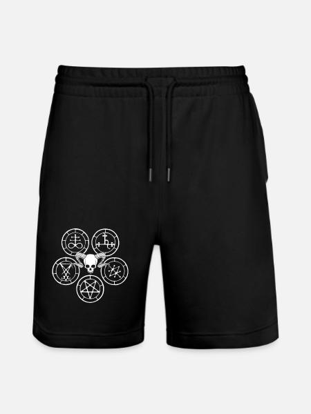 Weißer Dämonenschädel und dämonische Symbole - Stanley/Stella Unisex Bio Joggingshorts Trainer  - Schwarz