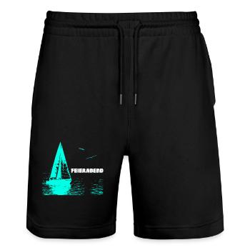 Feierabend Segelboot und 2 Möwen - Stanley/Stella Unisex Bio Joggingshorts Trainer  - Schwarz - Vorne - Nik (191cm) & Marisol (170cm)