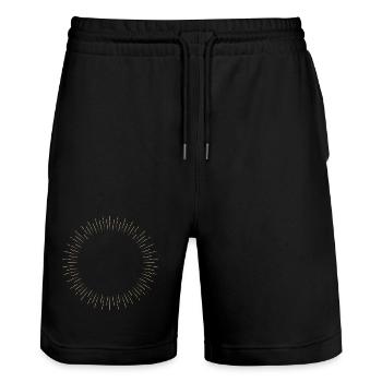 Golden Sun Ring Ray Frame - Stanley/Stella Trainer Unisex Organic Jogging Shorts - black - Front - Nik (191cm) & Marisol (170cm)