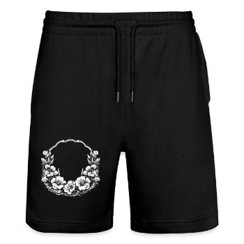 Flower Wreath Flowers Summer Meadow Wedding Blossoms - Stanley/Stella Trainer Unisex Organic Jogging Shorts - black - Front - Nik (191cm) & Marisol (170cm)