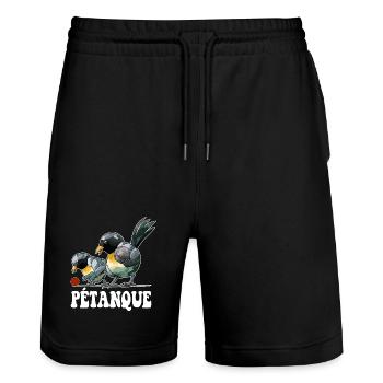 Boules de boules de boules pour pétanque - Short de jogging bio TRAINER Stanley/Stella unisexe - noir - Devant - Nik (191cm) & Marisol (170cm)