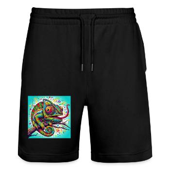 Caméléon - Short de jogging bio TRAINER Stanley/Stella unisexe - noir - Devant - Nik (191cm) & Marisol (170cm)
