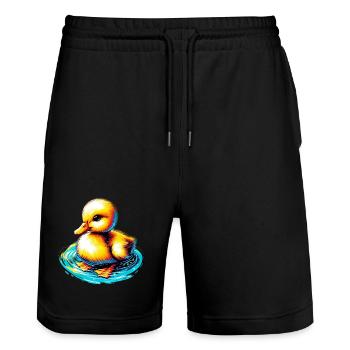 Caneton Canard Canard - Short de jogging bio TRAINER Stanley/Stella unisexe - noir - Devant - Nik (191cm) & Marisol (170cm)