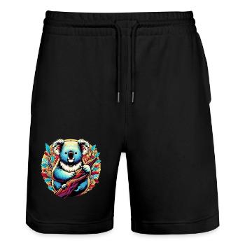 Koala - Stanley/Stella Trainer Unisex Organic Jogging Shorts - black - Front - Nik (191cm) & Marisol (170cm)