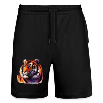 Tigre - Short de jogging bio TRAINER Stanley/Stella unisexe - noir - Devant - Nik (191cm) & Marisol (170cm)