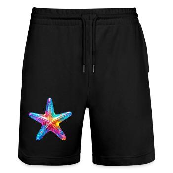 Seestern - Stanley/Stella Unisex Bio Joggingshorts Trainer  - Schwarz - Vorne - Nik (191cm) & Marisol (170cm)