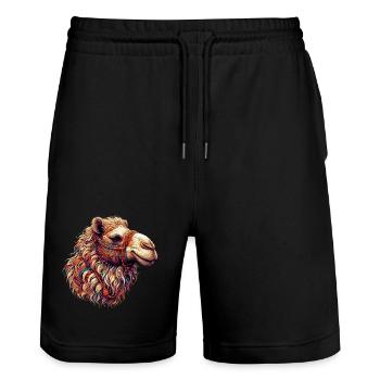 Kamel - Stanley/Stella Unisex Bio Joggingshorts Trainer  - Schwarz - Vorne - Nik (191cm) & Marisol (170cm)