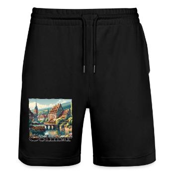 Colmar Altstadt Charme & Kolonialstil Architektur - Stanley/Stella Unisex Bio Joggingshorts Trainer  - Schwarz - Vorne - Nik (191cm) & Marisol (170cm)