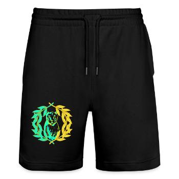 Leopard Tiger Katze Lorbeerkranz - Stanley/Stella Unisex Bio Joggingshorts Trainer  - Schwarz - Vorne - Nik (191cm) & Marisol (170cm)