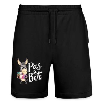Humor ANE T Shirt - Not So Dumb - Smart Donkey - Stanley/Stella Trainer Unisex Organic Jogging Shorts - black - Front - Nik (191cm) & Marisol (170cm)