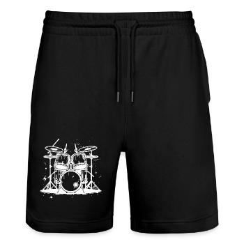 Graphismes de batterie - Short de jogging bio TRAINER Stanley/Stella unisexe - noir - Devant - Nik (191cm) & Marisol (170cm)