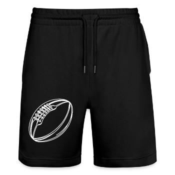 Rugby Ball Drawing - Stanley/Stella Trainer Unisex Organic Jogging Shorts - black - Front - Nik (191cm) & Marisol (170cm)