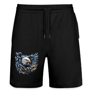 Adler - Stanley/Stella Unisex Bio Joggingshorts Trainer  - Schwarz - Vorne - Nik (191cm) & Marisol (170cm)