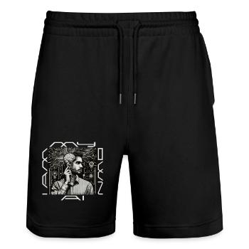 Headwork : Ghost rencontre le code - Short de jogging bio TRAINER Stanley/Stella unisexe - noir - Devant - Nik (191cm) & Marisol (170cm)