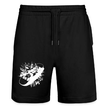 Skateboard Paint Blobs - Stanley/Stella Trainer Unisex Organic Jogging Shorts - black - Front - Nik (191cm) & Marisol (170cm)