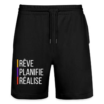 Motivational Quote - Stanley/Stella Trainer Unisex Organic Jogging Shorts - black - Front - Nik (191cm) & Marisol (170cm)