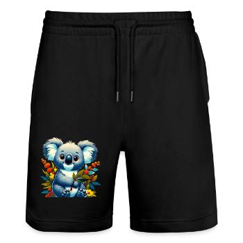Koala - Short de jogging bio TRAINER Stanley/Stella unisexe - noir - Devant - Nik (191cm) & Marisol (170cm)