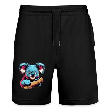 Koala - Stanley/Stella Trainer Unisex Organic Jogging Shorts - black - Front - Nik (191cm) & Marisol (170cm)