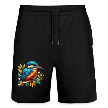 Martin-pêcheur - Short de jogging bio TRAINER Stanley/Stella unisexe - noir - Devant - Nik (191cm) & Marisol (170cm)