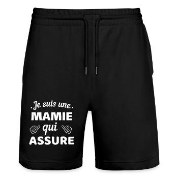 Citation Familière Maman Fiable - Short de jogging bio TRAINER Stanley/Stella unisexe - noir - Devant - Nik (191cm) & Marisol (170cm)