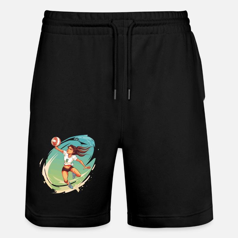 Volleyball Player Comic Style - Stanley/Stella Trainer Unisex Organic Jogging Shorts - black