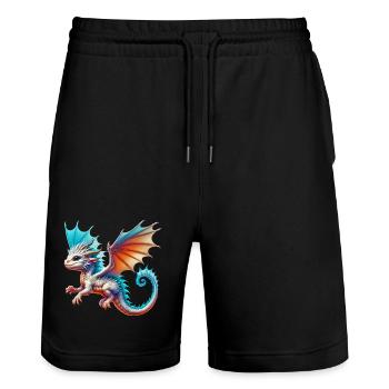 Dragon - Stanley/Stella Trainer Unisex Organic Jogging Shorts - black - Front - Nik (191cm) & Marisol (170cm)