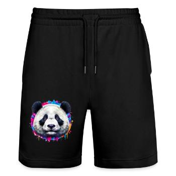 Panda - Stanley/Stella Unisex Bio Joggingshorts Trainer  - Schwarz - Vorne - Nik (191cm) & Marisol (170cm)