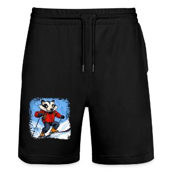 Dachse Ski / Skifahrer Dachs - Stanley/Stella Unisex Bio Joggingshorts Trainer  - Schwarz - Vorne - Nik (191cm) & Marisol (170cm)