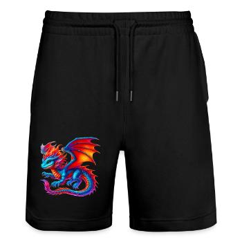 Dragon - Stanley/Stella Trainer Unisex Organic Jogging Shorts - black - Front - Nik (191cm) & Marisol (170cm)