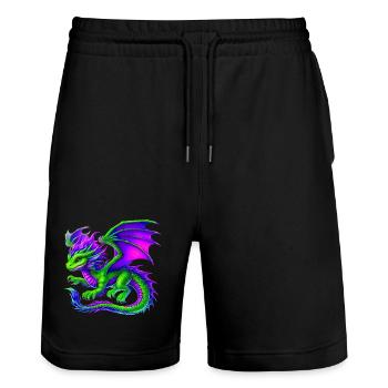 Dragon - Stanley/Stella Trainer Unisex Organic Jogging Shorts - black - Front - Nik (191cm) & Marisol (170cm)