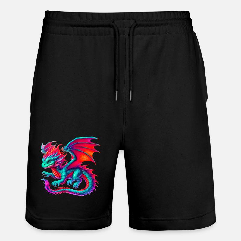 Drache - Stanley/Stella Unisex Bio Joggingshorts Trainer  - Schwarz
