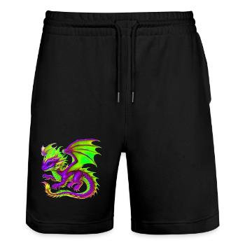 Dragon - Stanley/Stella Trainer Unisex Organic Jogging Shorts - black - Front - Nik (191cm) & Marisol (170cm)