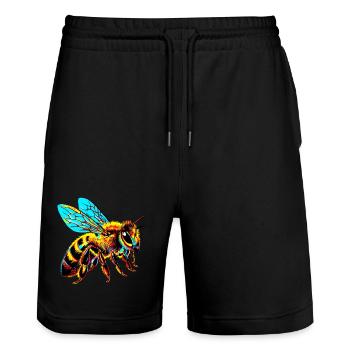 Bee - Stanley/Stella Trainer Unisex Organic Jogging Shorts - black - Front - Nik (191cm) & Marisol (170cm)
