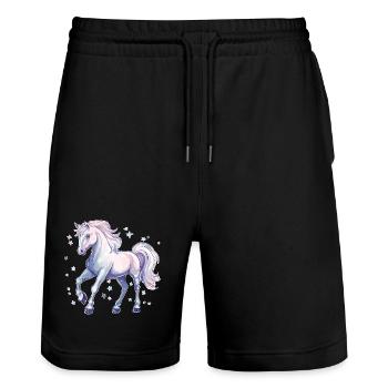 Pferd mit Sternen - Stanley/Stella Unisex Bio Joggingshorts Trainer  - Schwarz - Vorne - Nik (191cm) & Marisol (170cm)