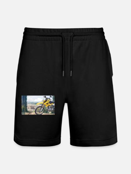 Motorcycle in Mountain Landscape - Stanley/Stella Trainer Unisex Organic Jogging Shorts - black