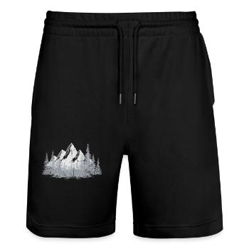 Ruhige Bergwald-Silhouette - Stanley/Stella Unisex Bio Joggingshorts Trainer  - Schwarz - Vorne - Nik (191cm) & Marisol (170cm)